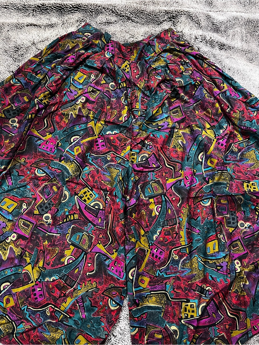 Vintage Vibrant Multi-Color Abstract Print Women’s Palazzo Pants